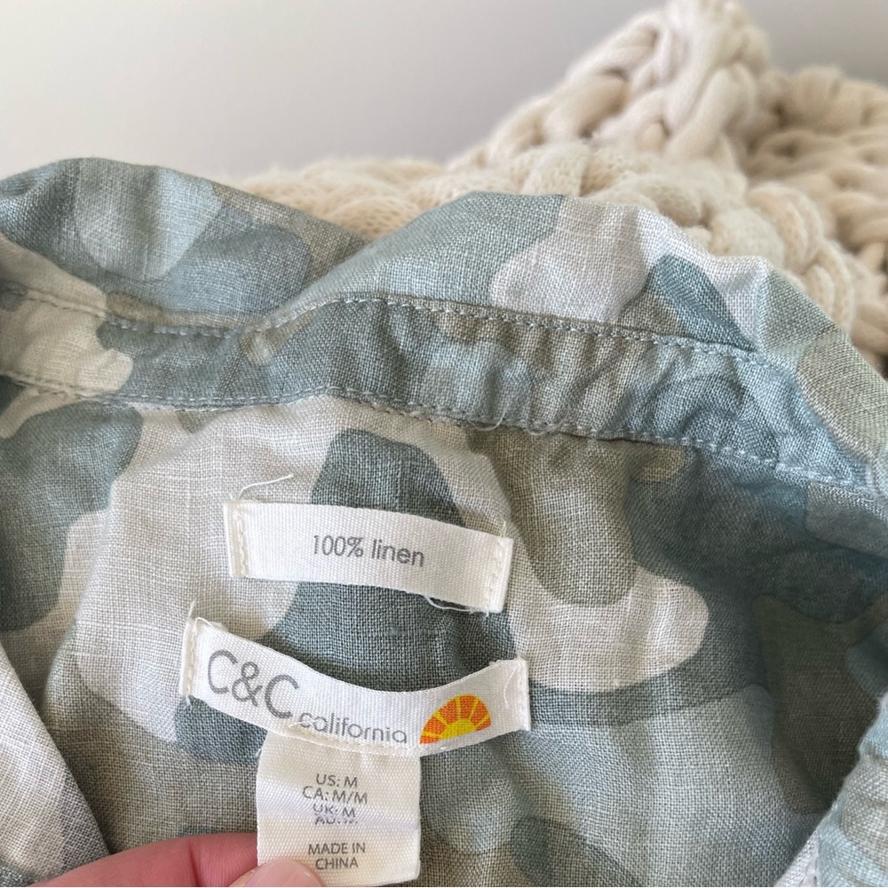 C&C California Blue and White 100% Linen Dress